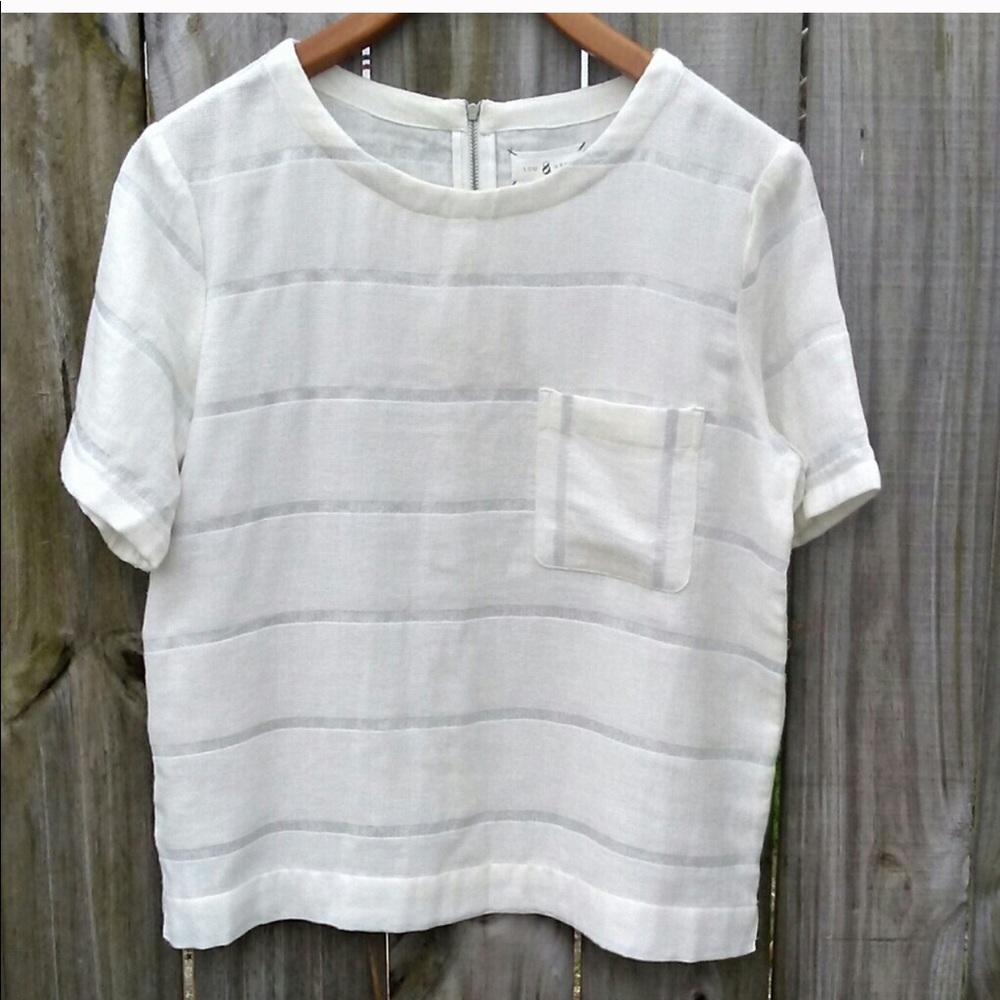 Lou & Grey Top Silver and White Striped Medium